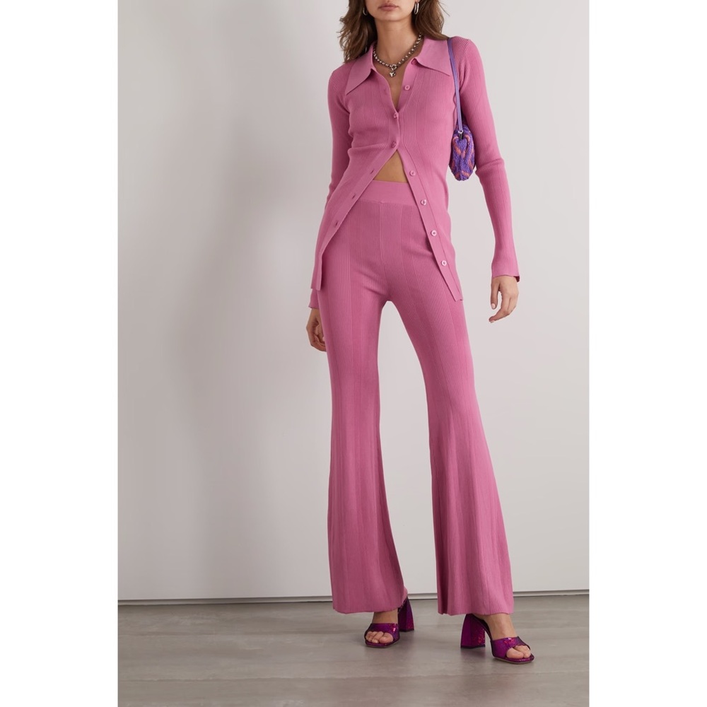 Remain Birger Christensen Soleima Ribbed Knit Straight Pants in Cashmere Rose